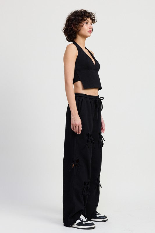 FRENCH TERRY PANTS WITH CUTOUT DETAIL